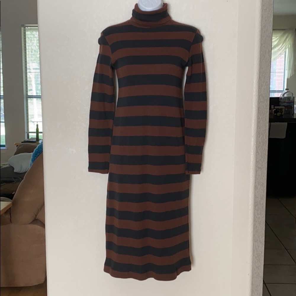 Vintage black and brown striped sweater dress